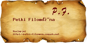Petki Filoména névjegykártya
